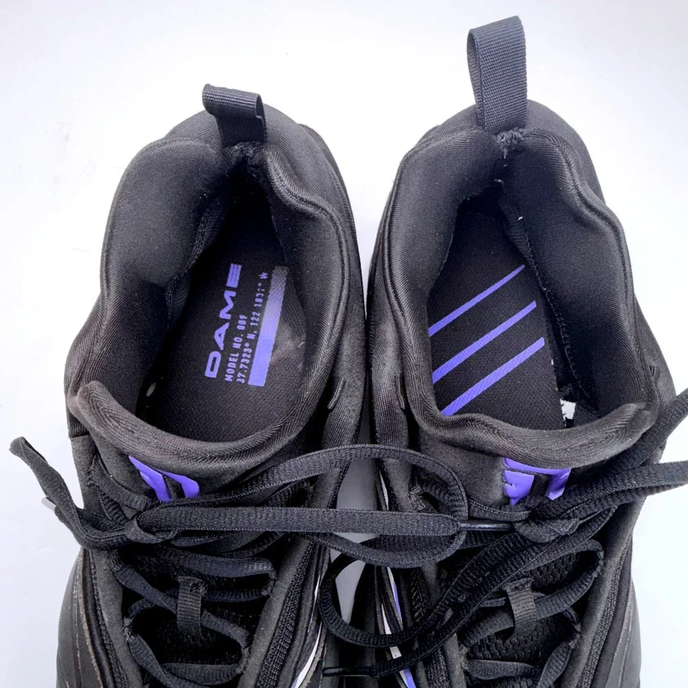 Adidas Dame 9 Basketball Shoe Mens 11.5 Black Purple JI1938 Damian Lillard Court